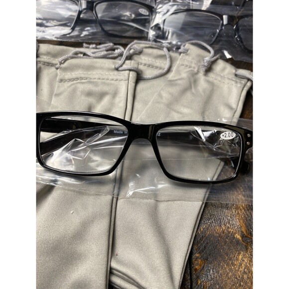 5 Pairs +2.00 Readers Black Spring Hinge Glasses Men And Women - Picture 2 of 5